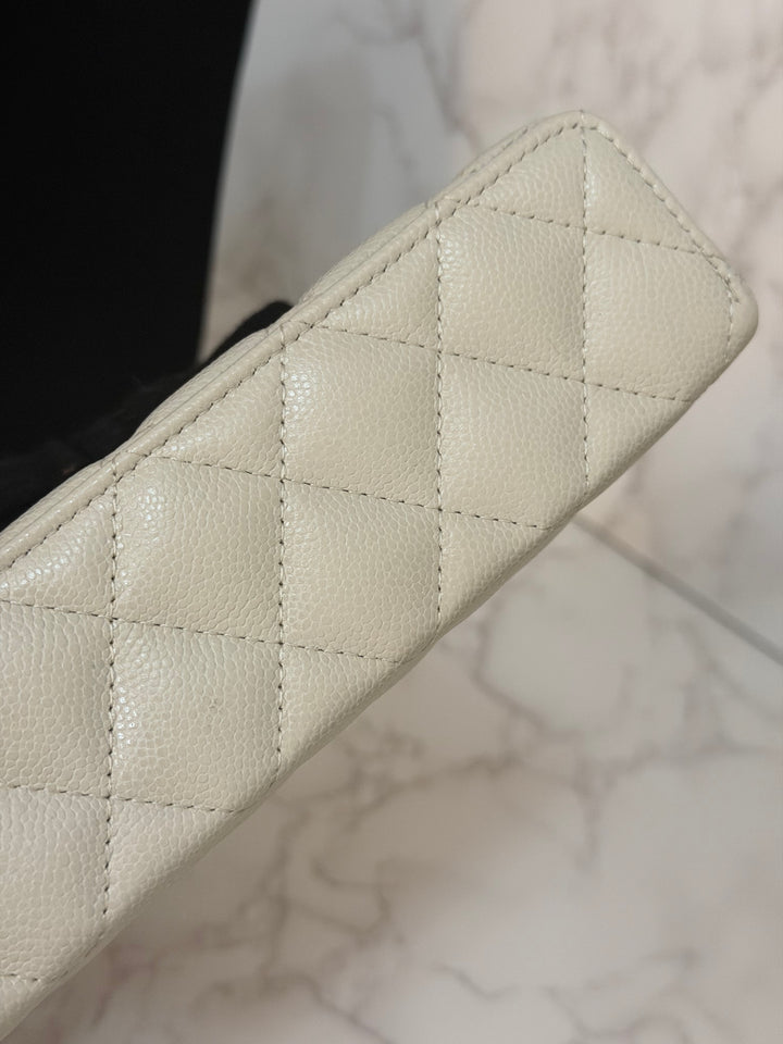 CHANEL 25B 2025 Light Grey Caviar LGHW Long Vanity Bag with Detachable Chain