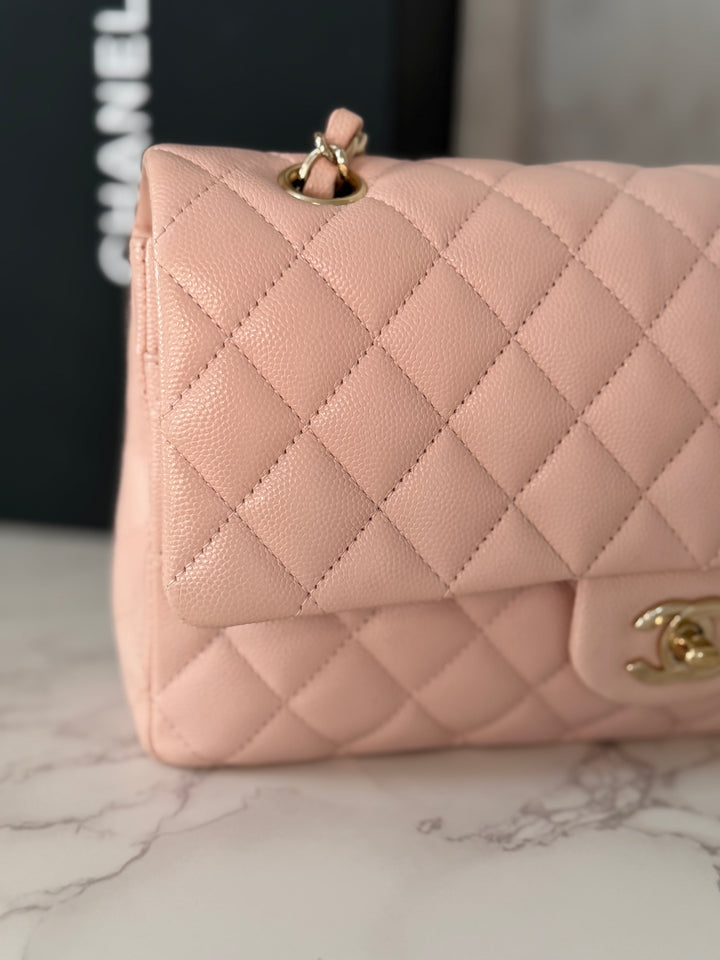 CHANEL 21C 2021 Rose Clair Caviar LGHW Medium ML 11.12 Timeless Classic Double Flap Bag