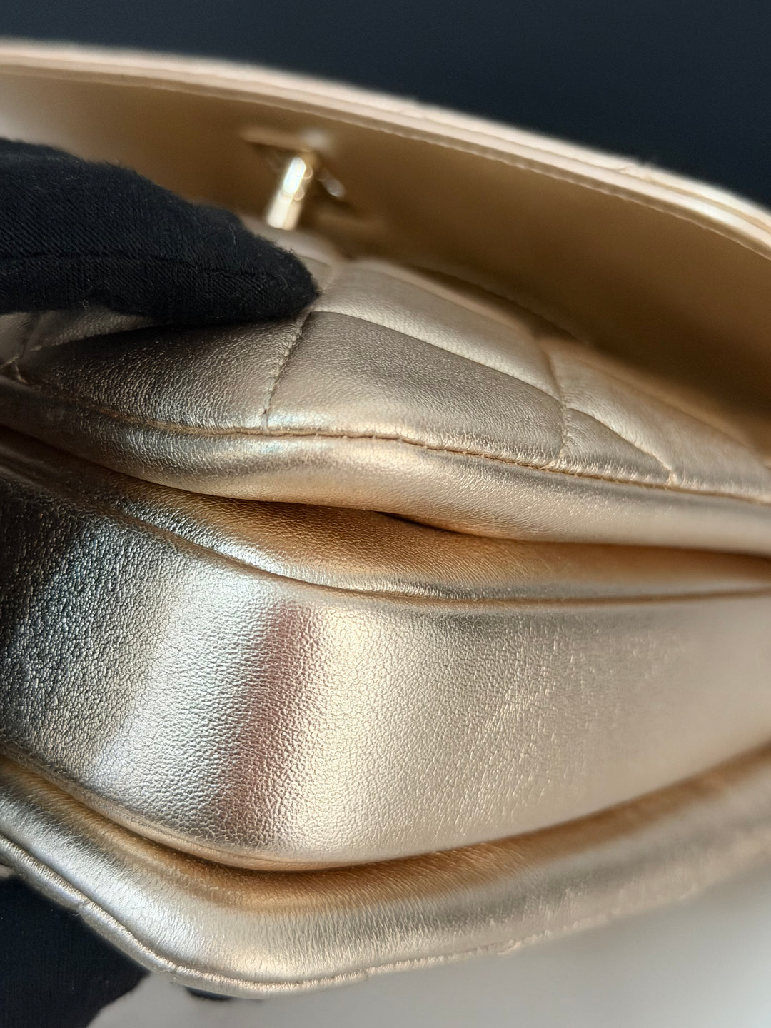 CHANEL series 30 Metallic Gold Lambskin LGHW Trendy CC top Handle Bag with non detachable Strap size SMALL 2020