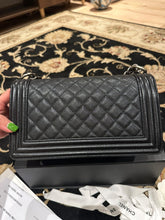 Load image into Gallery viewer, CHANEL series 20 2014/2015 Black Caviar Ruthenium Hardware Old Medium Le Boy Flap Bag
