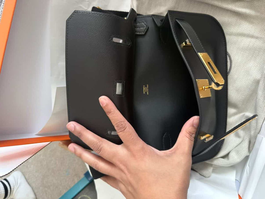 Hermes Mini Jypsiere in Black evercolor calf skin GHW