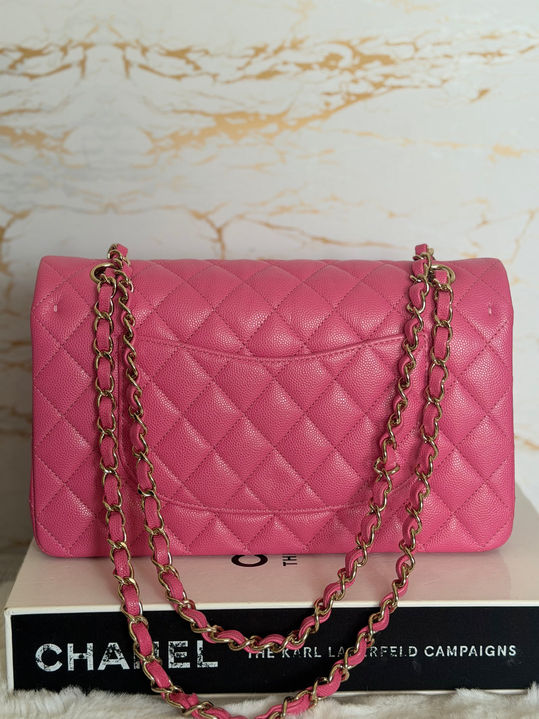 CHANEL series 27 19C Barbie Pink Caviar LGHW 11.12 Medium M/L Timeless Classic Double Flap Bag