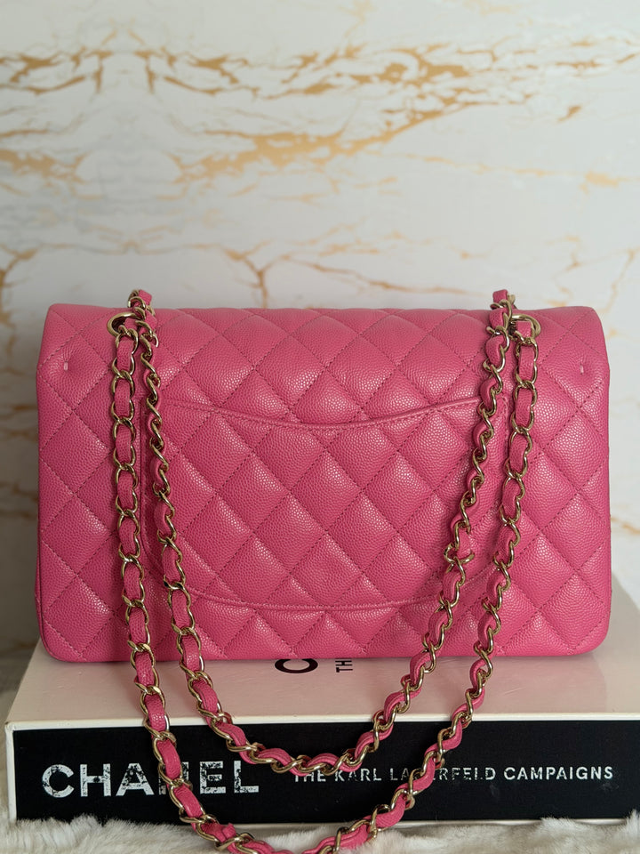 CHANEL series 27 19C Barbie Pink Caviar LGHW 11.12 Medium M/L Timeless Classic Double Flap Bag