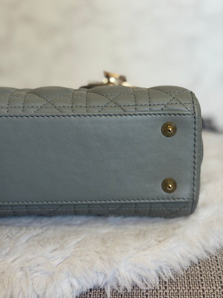 DIOR Lady Dior Grey Lambskin ABCDior size Small 2022 LGHW