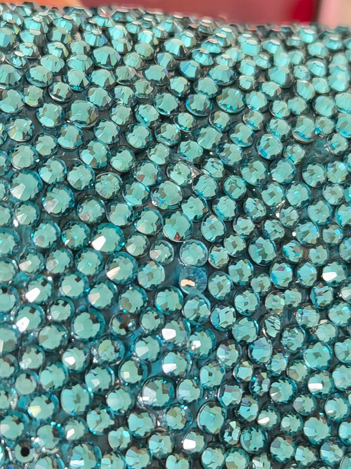 CHANEL series 21 Turquoise Teal Green Blue Diamanté Swarovski Crystal Strasssd Extra Mini Flap Bag with SHW *unicorn* RARE