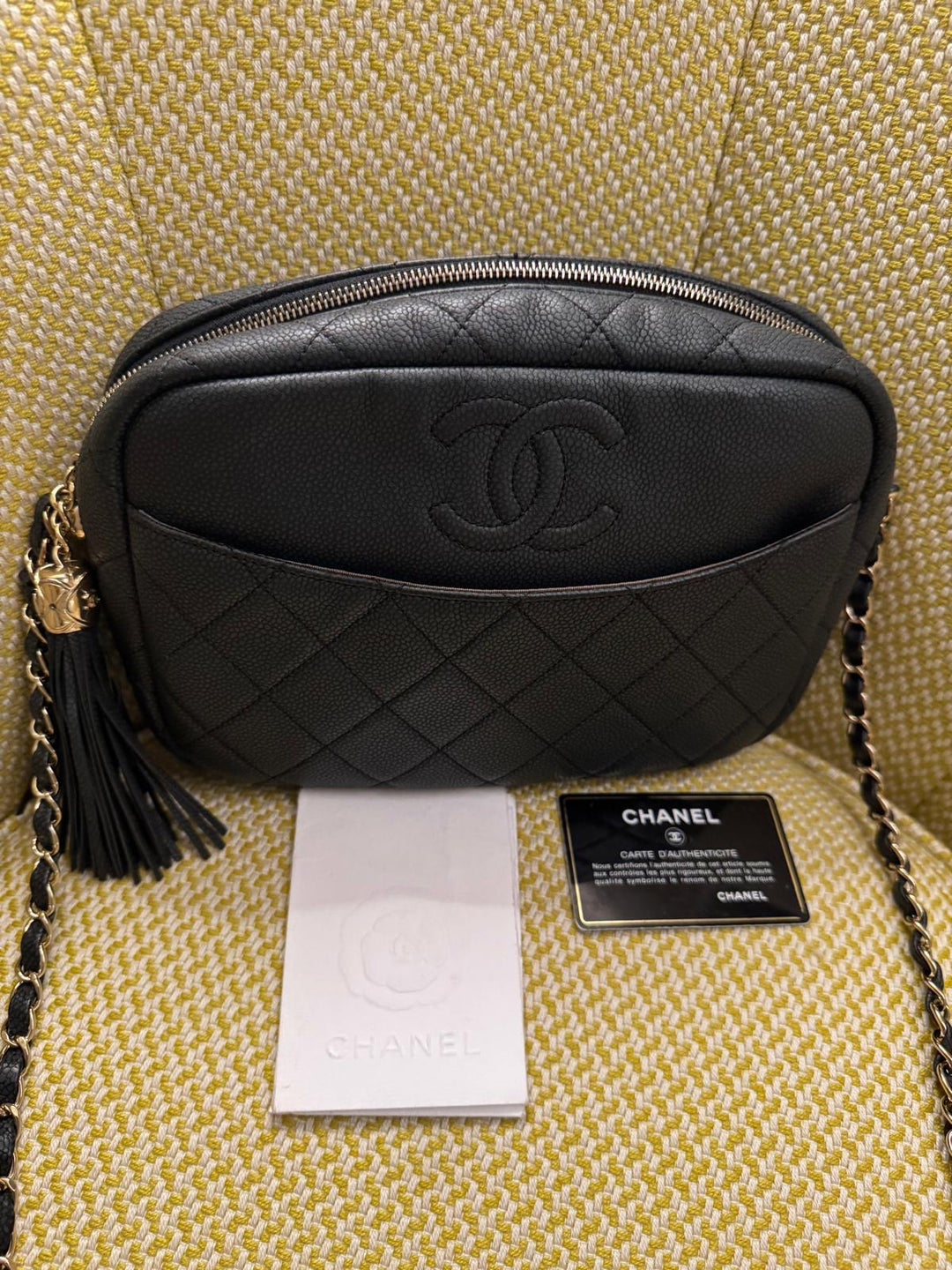 Chanel series 26 (2018) Black Camera Case Bag GHW with Tassel Size Medium