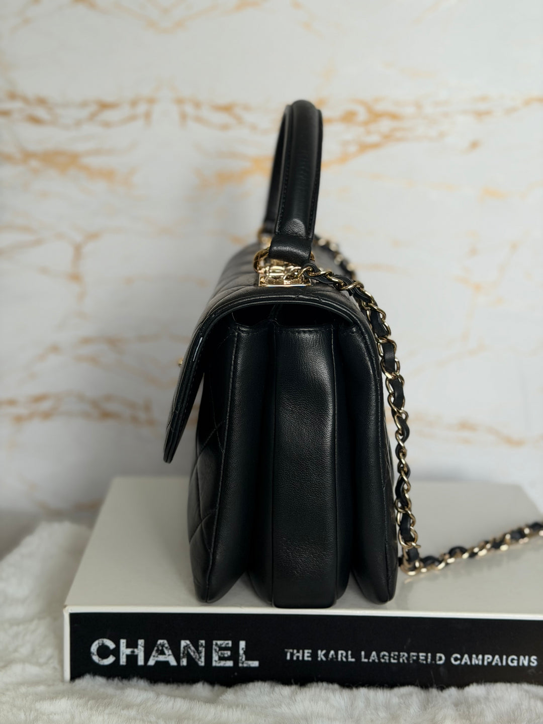 CHANEL Black Lambskin LGHW Trendy CC Flap Bag size SMALL with Non detachable Shoulder strap 2023