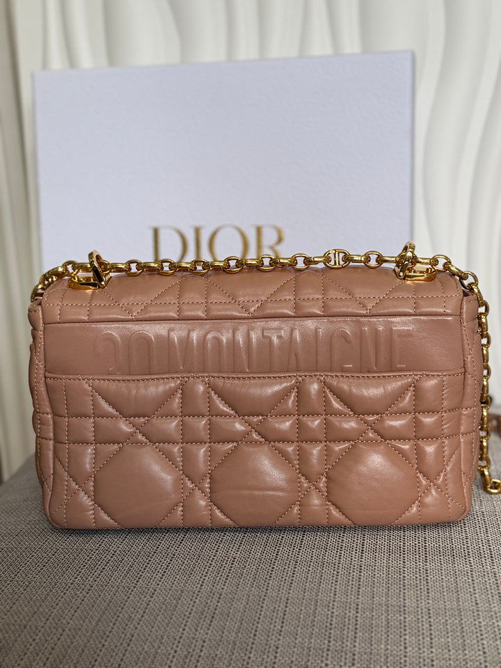 Dior Caro Flap Bag in Rose De Ven Calfskin GHW Medium 25 cms