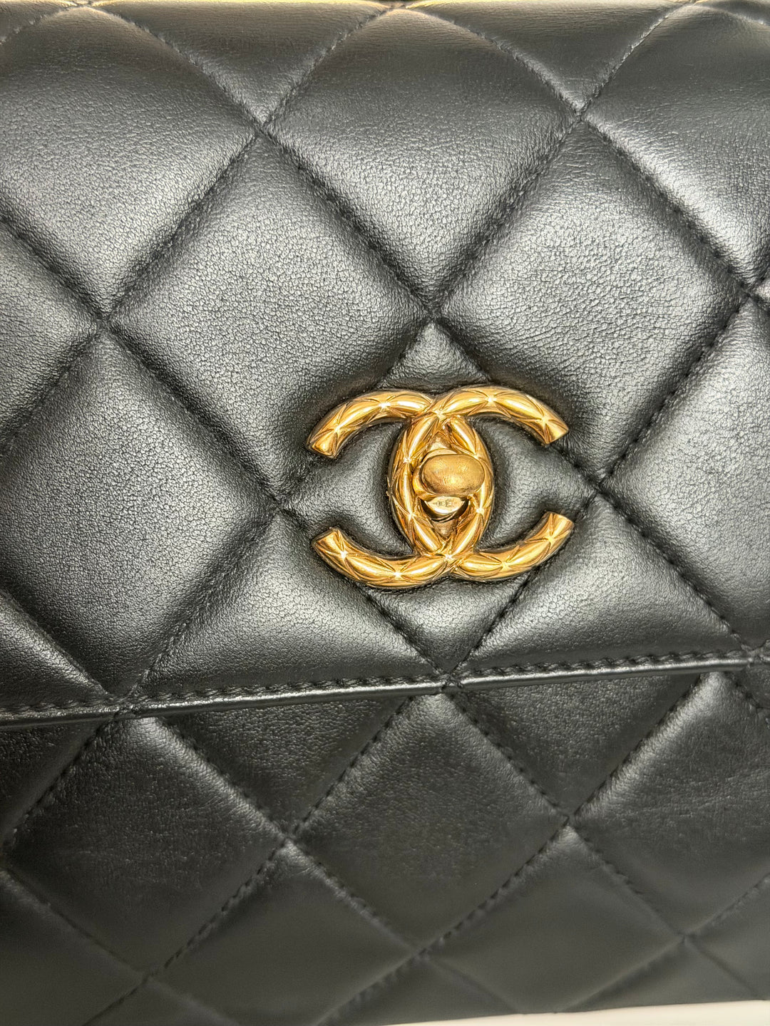 CHANEL Black Lambskin LGHW Trendy CC Flap Bag size SMALL with Non detachable Shoulder strap 2023