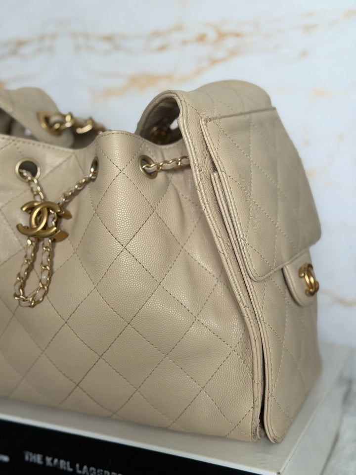 CHANEL Beige Caviar Aged GHW 25 Hobo Bag size SMALL 2025 25S collection