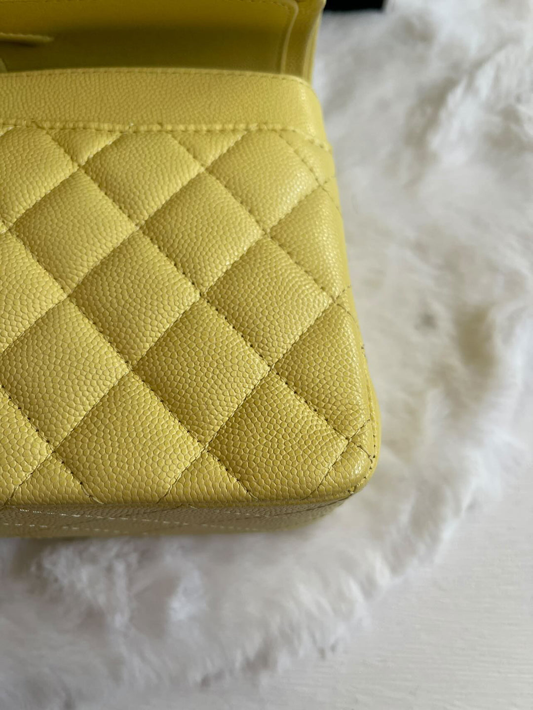 Chanel 20S 2020 Spring/Summer Collection Yellow Caviar LGHW Small Timeless Classic Double Flap Bag