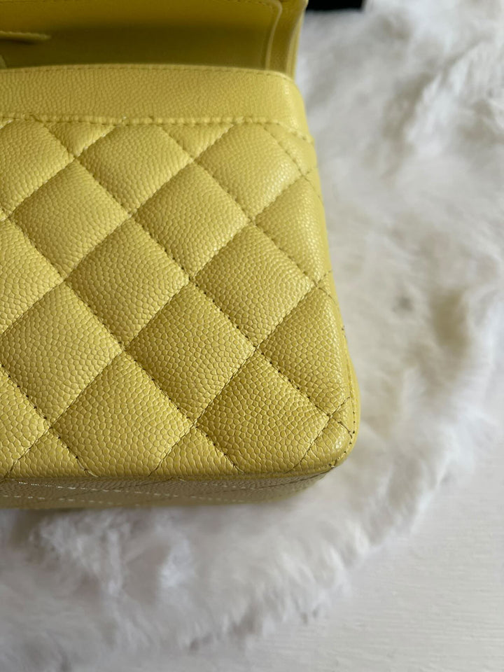 Chanel 20S 2020 Spring/Summer Collection Yellow Caviar LGHW Small Timeless Classic Double Flap Bag