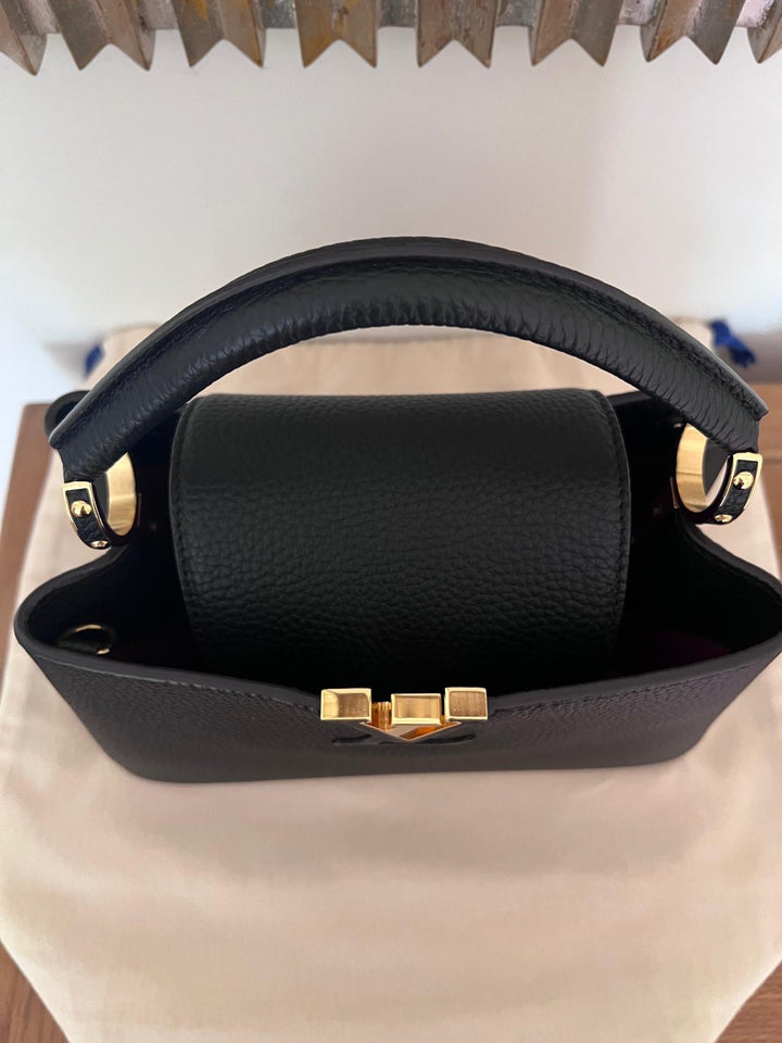 LOUIS VUITTON LV Black Caviar GHW Capucines BB
