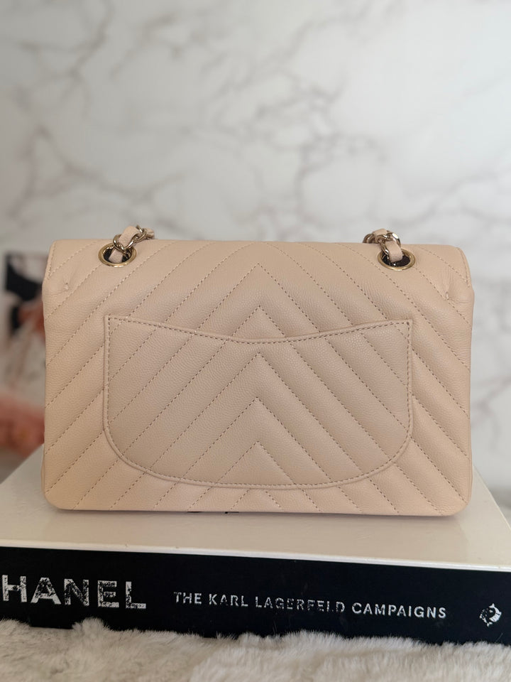 CHANEL series 31 Beige Caviar LGHW Chevron Small timeless Classic double flap Bag 2020/2021