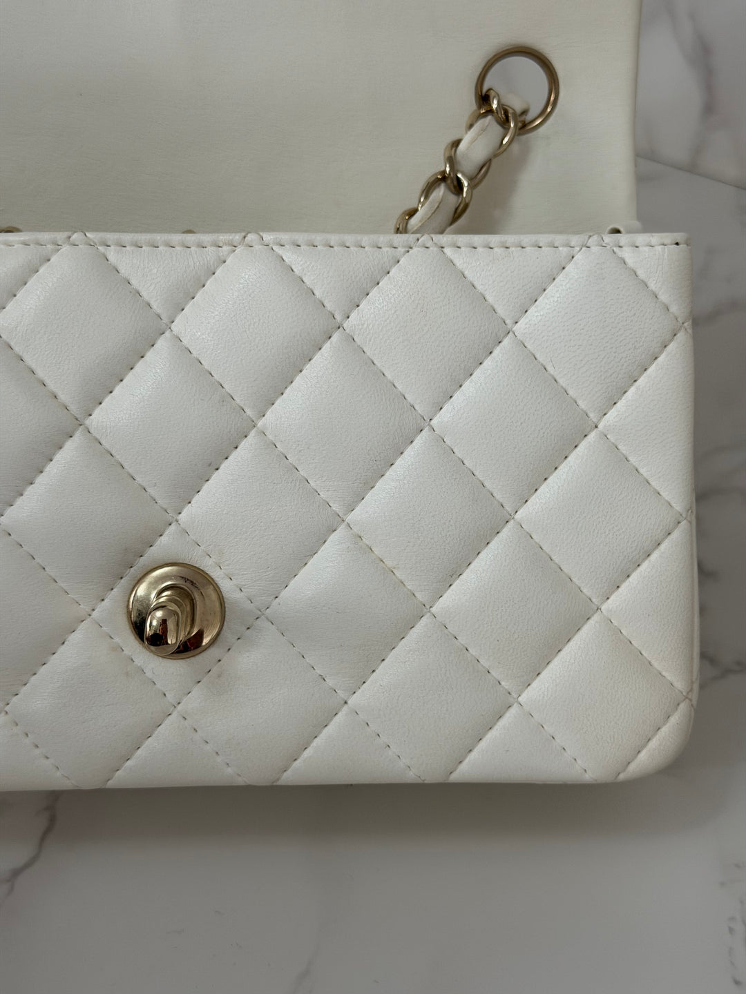 CHANEL series 23 2016 White Lambskin LGHW Mini Rectangular Flap Bag