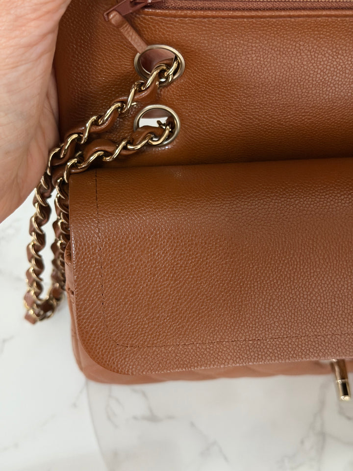 CHANEL Brown Caviar LGHW Medium ML Timeless 11.12 Classic Double Flap Bag 2023