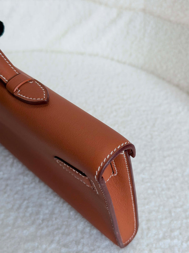 HERMÈS Kelly Cut Gold Swift Leather PHW 2014 Stamp R in []