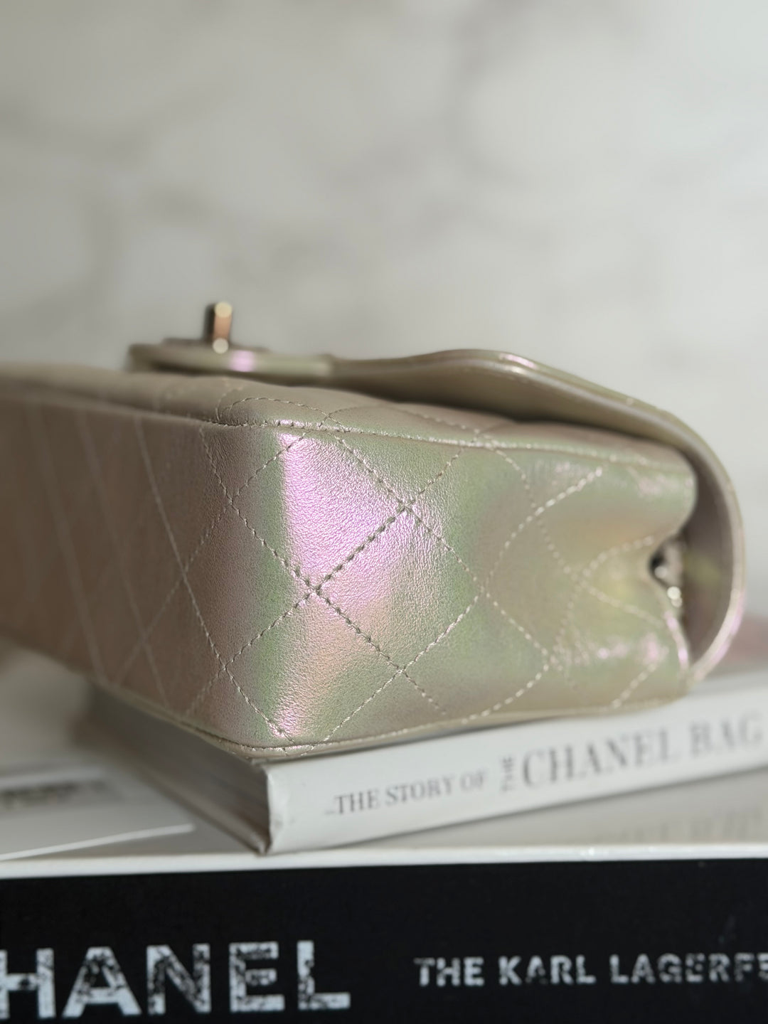CHANEL 20B Iridescent Ivory Calf skin LGHW Mini Rectangular Flap Bag 2020