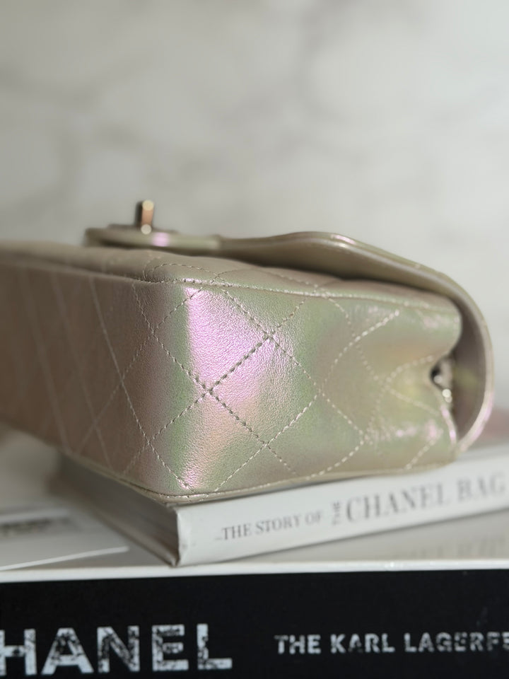 CHANEL 20B Iridescent Ivory Calf skin LGHW Mini Rectangular Flap Bag 2020