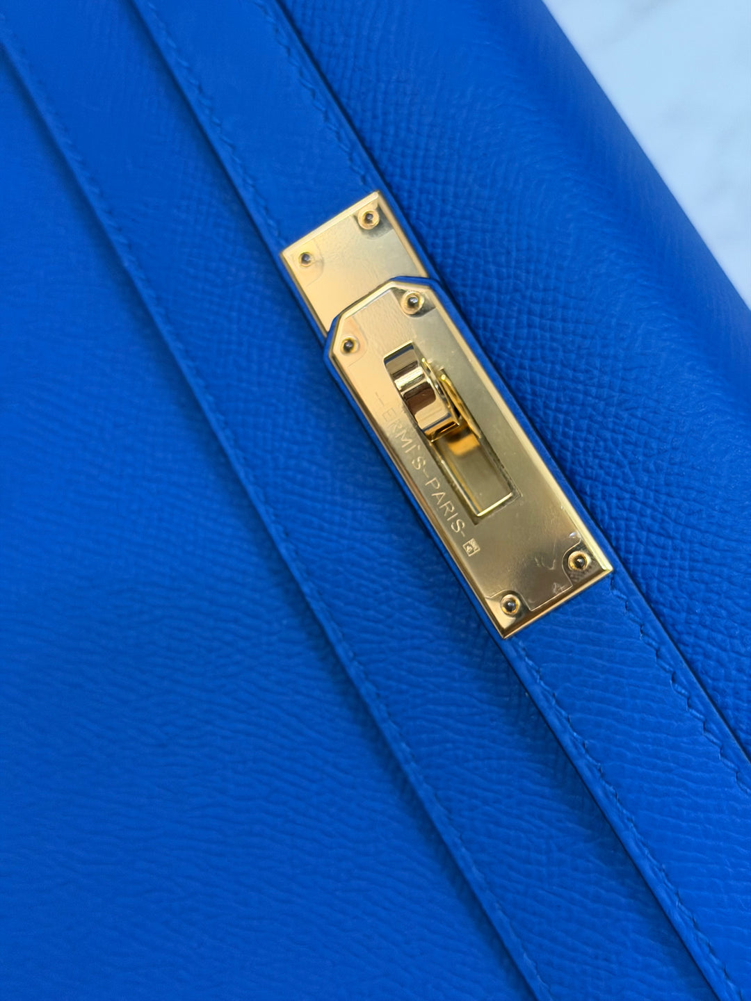 Hermes Blue Hydra Epsom Sellier Kelly 28 GHW Stamp C 2018