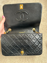 Load image into Gallery viewer, CHANEL series 1 Black Lambskin 24k GHW Full Flap Bag
