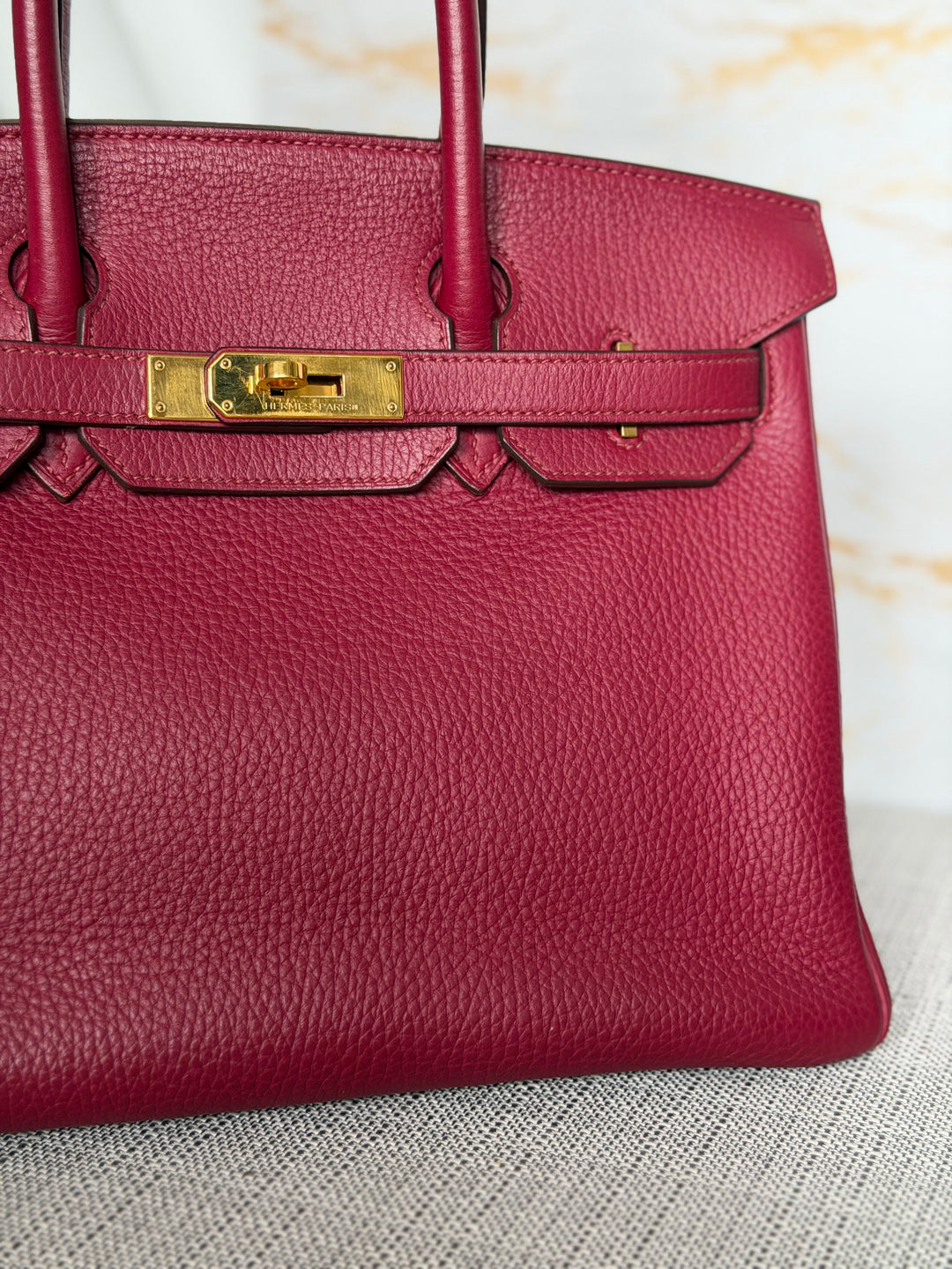 WA/Email to Purchase only- Hermes Rouge Grenat Togo Leather GHW Birkin 35 Stamp X 2016