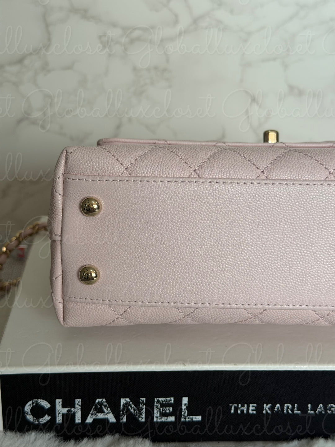 CHANEL 22P Light Pink Sakura Caviar LGHW Coco handle Flap Bag With detachable strap size Small 2022