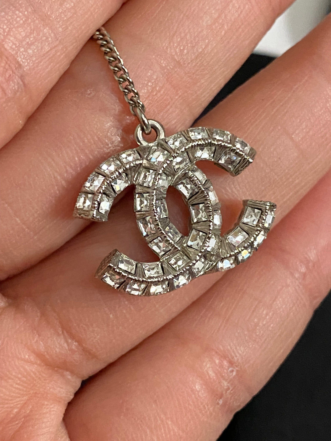 Chanel Crystal Earrings Silver Hardware