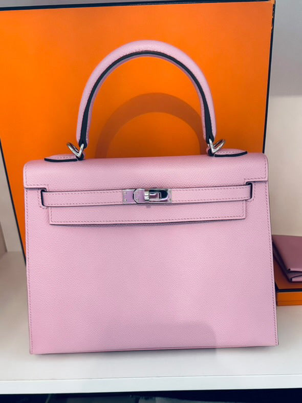 HERMES Mauve Sylvester PHW Kelly 25 Epsom Sellier