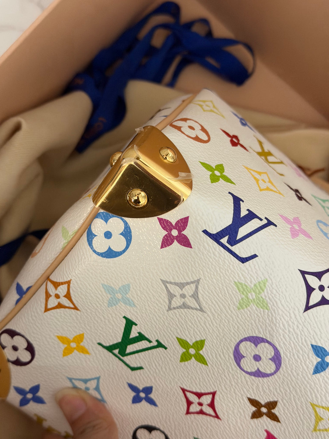 LOUIS VUITTON LV TM x LV Takashi Murakami Blanc White Multicolored Monogram canvas Speedy Bandouliere 25