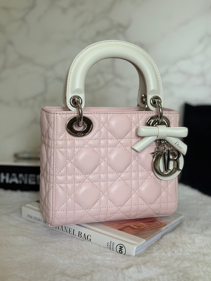 DIOR Mini Lady Dior Two Tone Latte and Rose Tendre SHW 2025