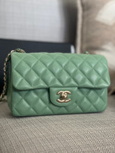 Load image into Gallery viewer, Chanel series 31 21C collection 2020/2021 Pastel Mint Green Lambskin Champagne GHW Mini Rectangular Flap Bag
