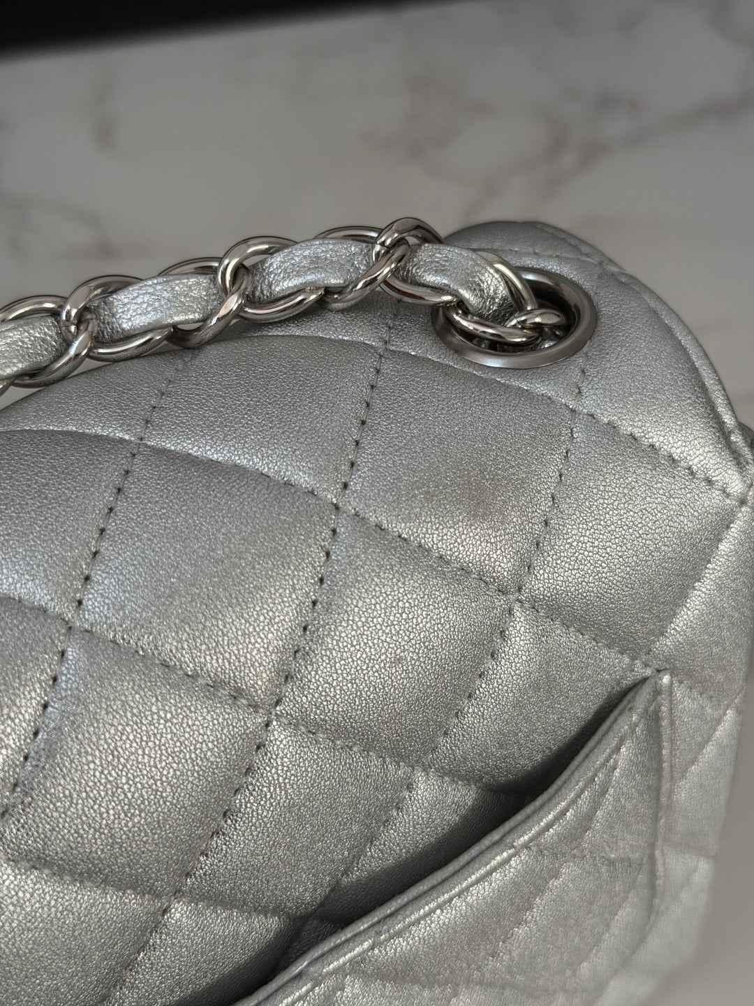 Chanel Series 31 21P Collection Iridescent Silver lambskin SHW Square Mini Flap Bag 2021