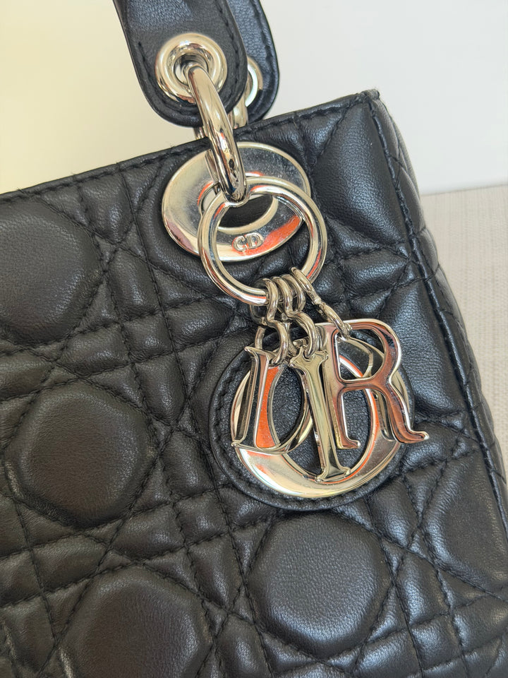 DIOR Lady Dior Mini Vintage Black Lambskin Silver hardware SHW 2006