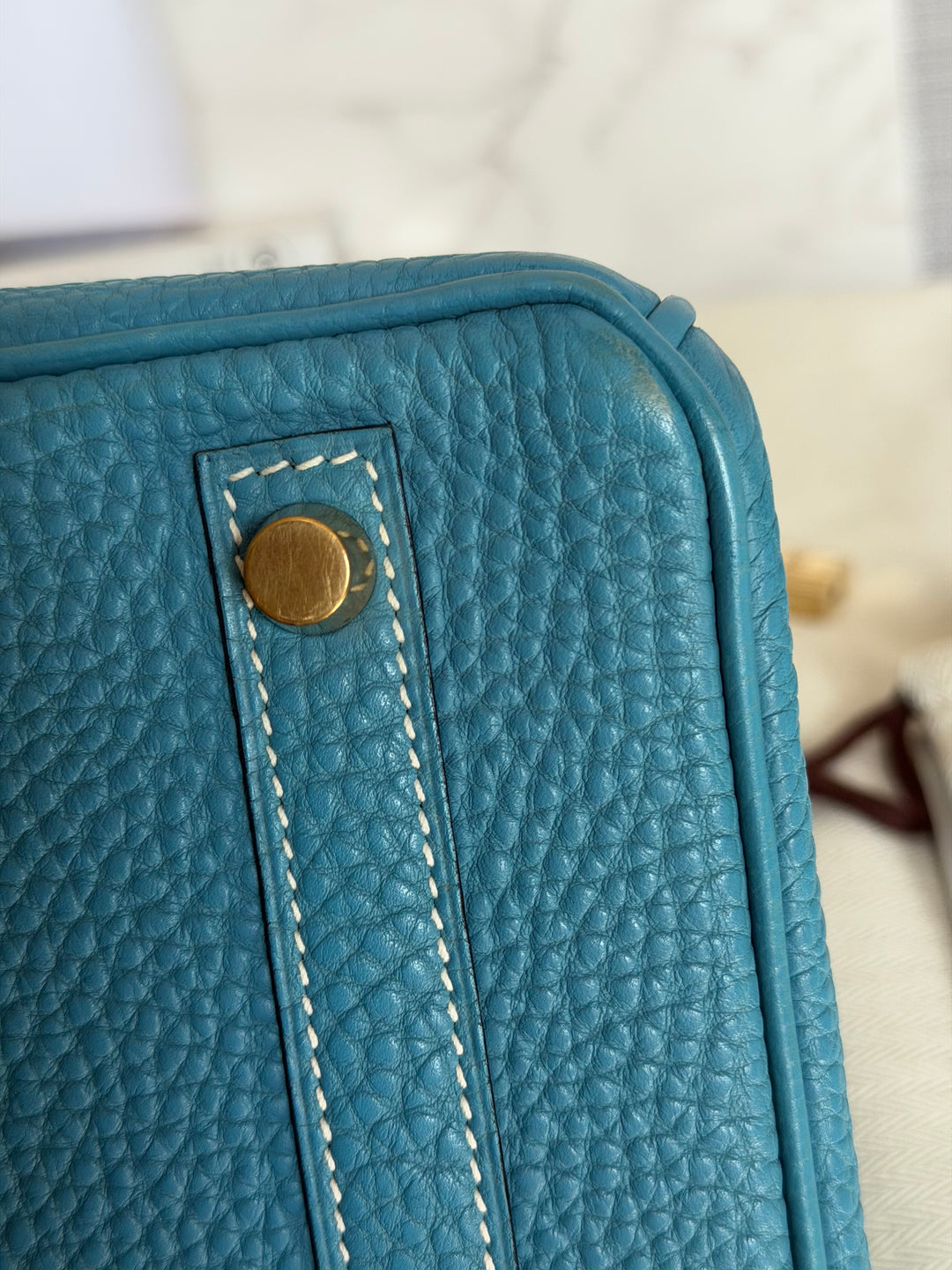 HERMÈS Bleu Jean Togo Leather GHW Birkin 30 Stamp H in Sq 2004