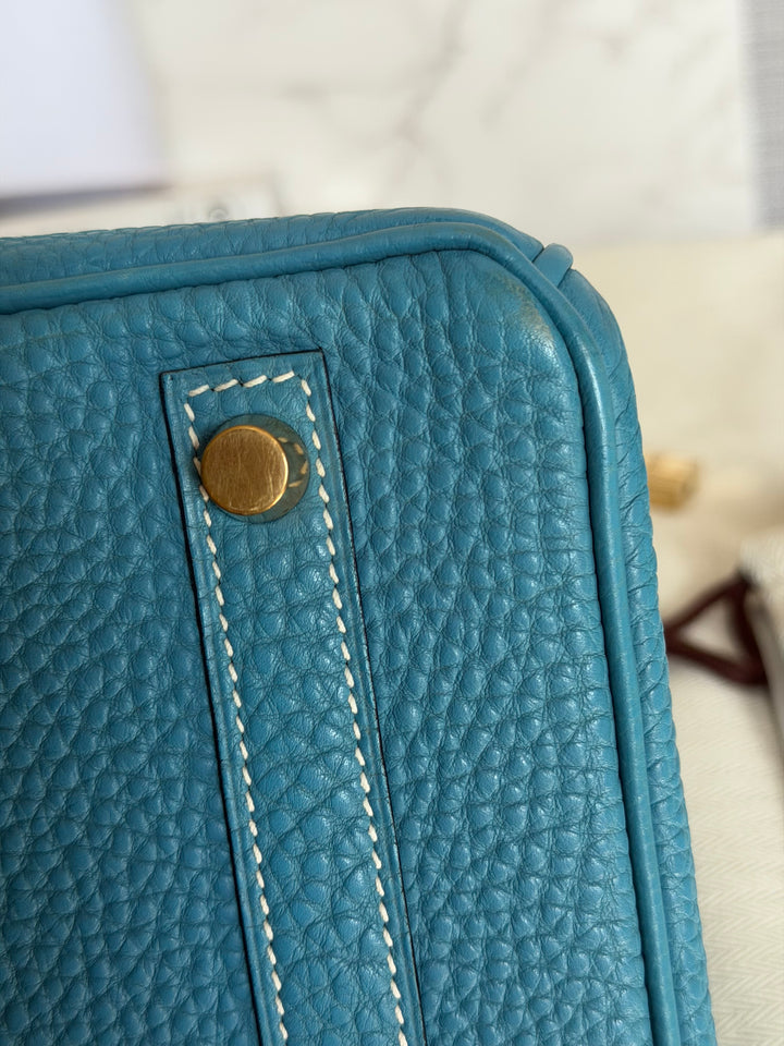 HERMÈS Bleu Jean Togo Leather GHW Birkin 30 Stamp H in Sq 2004