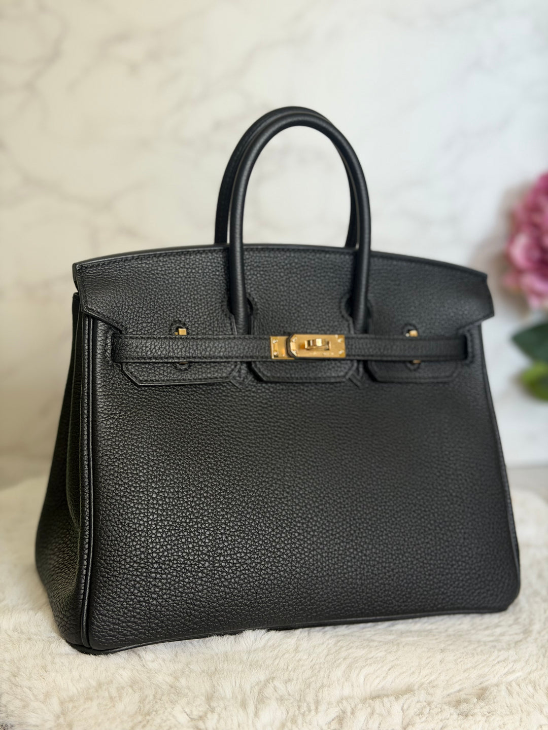 WA/Email to purchase only- HERMÈS Noir Black 89 Togo Leather GHW Birkin 25 Stamp U 2022 Kept unused