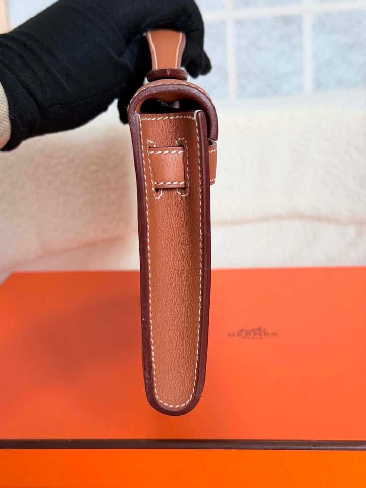 HERMÈS Kelly Cut Gold Swift Leather PHW 2014 Stamp R in []