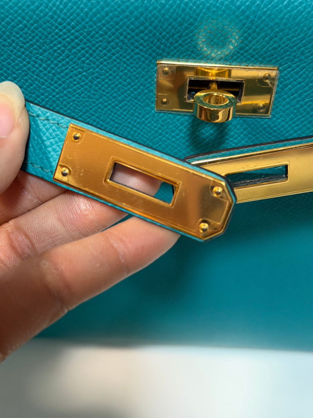 Hermes Kelly 28 Sellier Epsom Leather SO Bleu Paon GHW Stamp D 2019