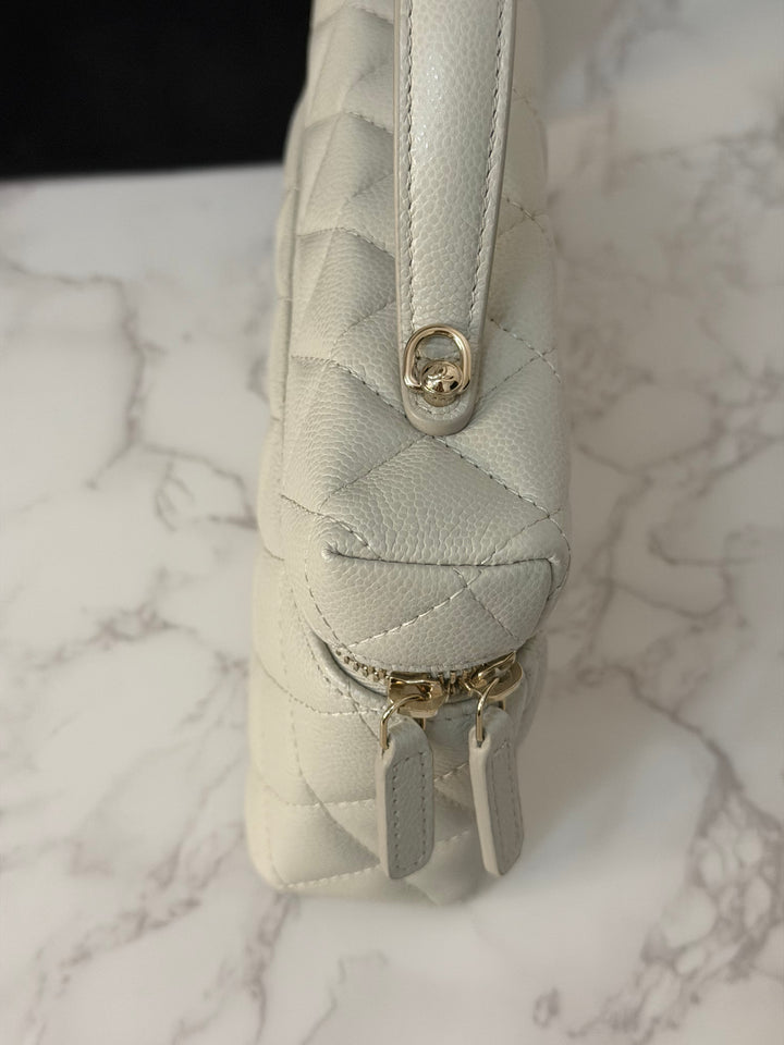 CHANEL 25B 2025 Light Grey Caviar LGHW Long Vanity Bag with Detachable Chain