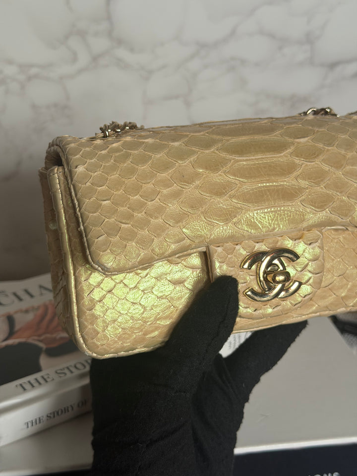 CHANEL series 20 Iridescent Ivory Llizard Exotic skin Extra Mini Rectangular Flap Bag LGHW