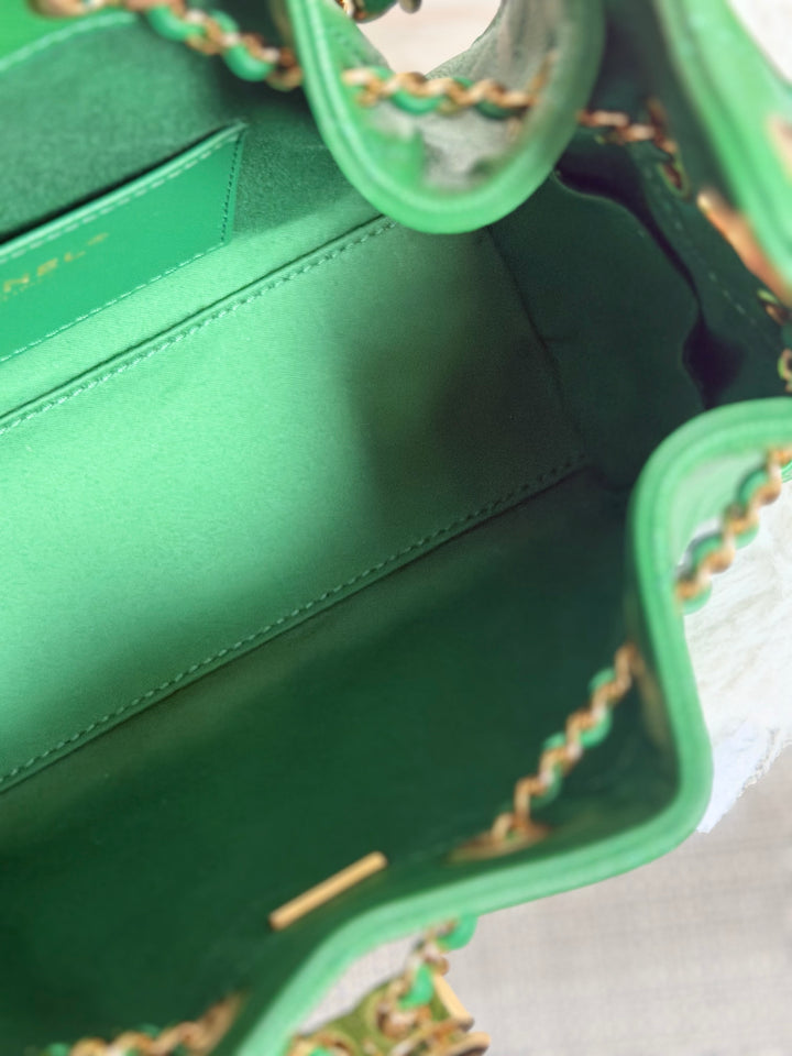 CHANEL Métiers d’art 2026 26A Green Caviar Shiny GHW MINI 25 Hobo Bag