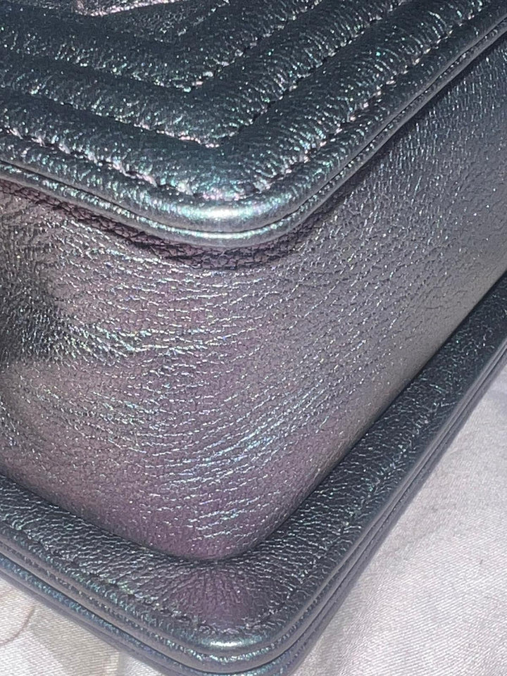 Chanel 16C 2016 Cruise collection series 21 Purple Iridescent Calf skin rainbow mermaid hardware Le Boy Old Medium Flap Bag
