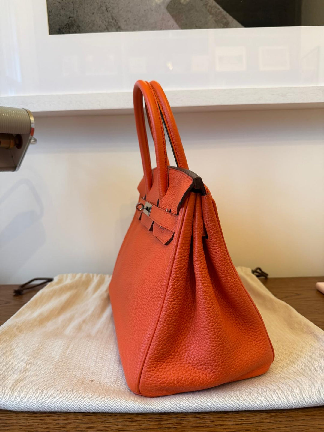 HERMES Birkin 30 Orange Togo Leather PHW