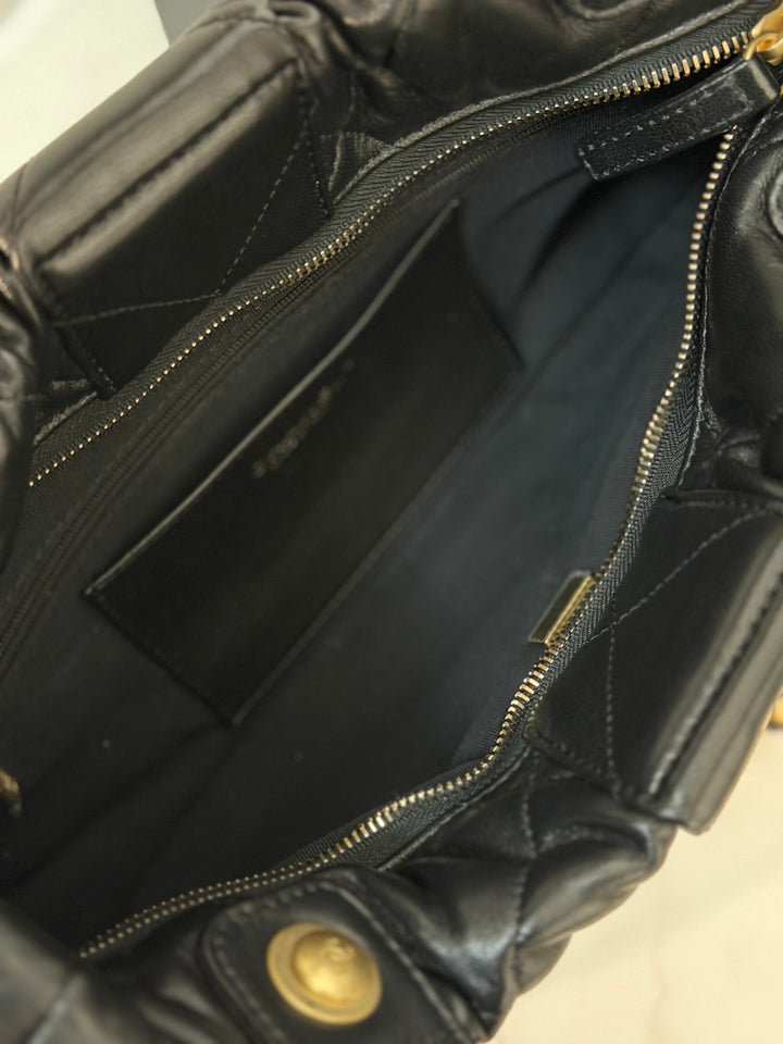 CHANEL 25K 2025 Black Leather Aged GHW BOW Bag size Medium