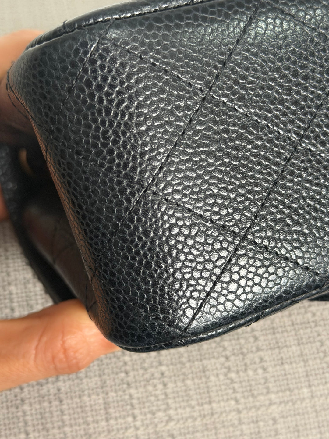 CHANEL series 13 Black Caviar GHW Vintage Square Mini Flap Bag with Edge stitching