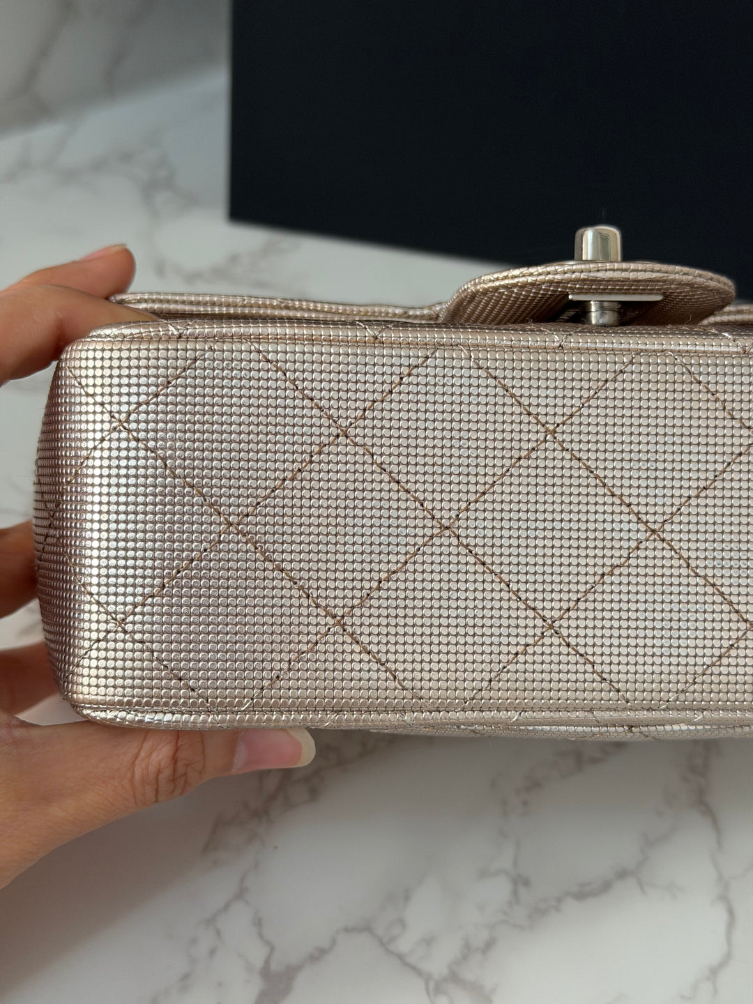 CHANEL series 21 16C 2016 Pixel Pinky Gold Calf Skin SHW Mini Rectangular Flap Bag