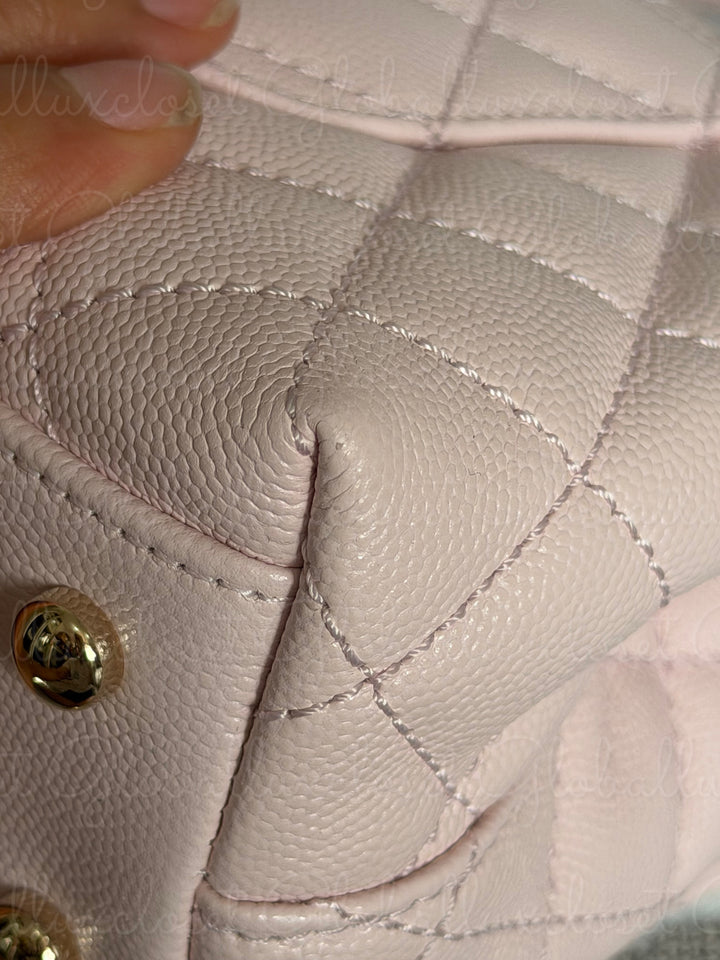 CHANEL 22P Light Pink Sakura Caviar LGHW Coco handle Flap Bag With detachable strap size Small 2022