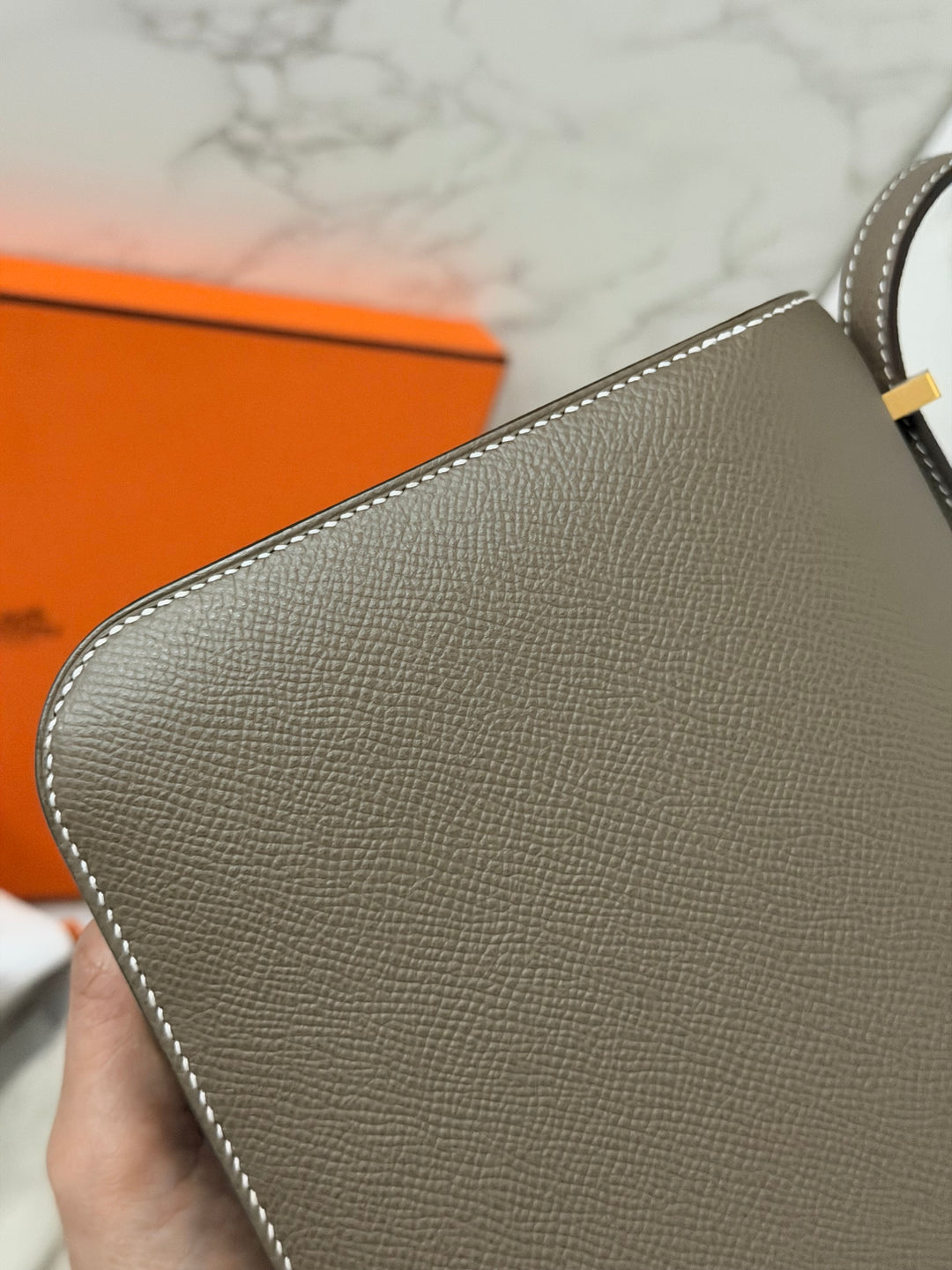 Hermes Constance 18 Etoupe Epsom Leather GHW Flap Bag Stamp D 2019