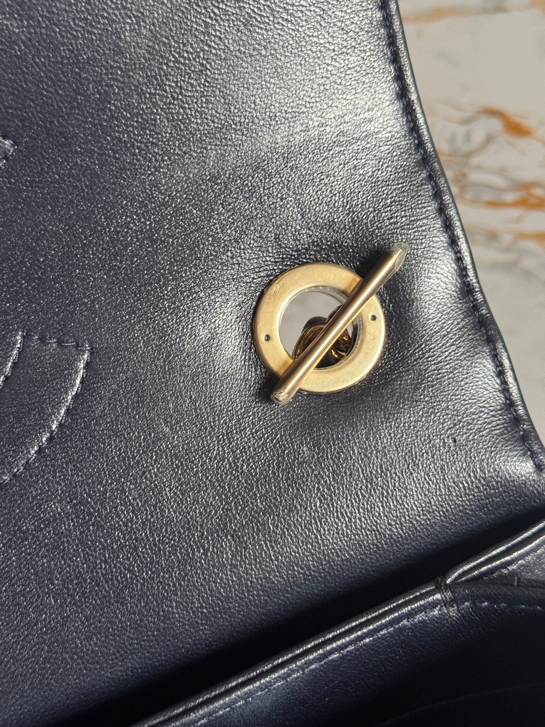 Chanel series 28 2018/2019 Navy Lambskin Champagne GHW Trendy CC Flap Bag size Small with Detachable Strap